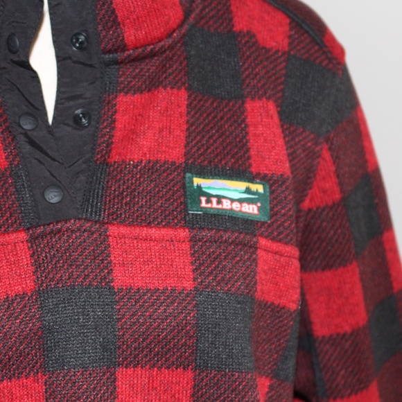 L.L. Bean, Buffalo Plaid Fleece pullover sweater ..... - Picture 5 of 10